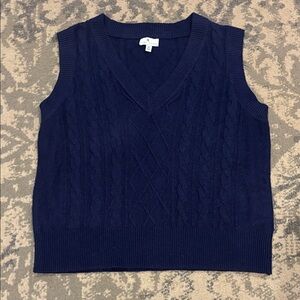 Women’s Navy Blue Cable Knit Sweater Vest